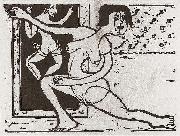 Ernst Ludwig Kirchner, Practising dancer - Wood-cut